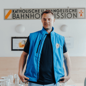 Manuel Neuer in der Bahnhofsmission